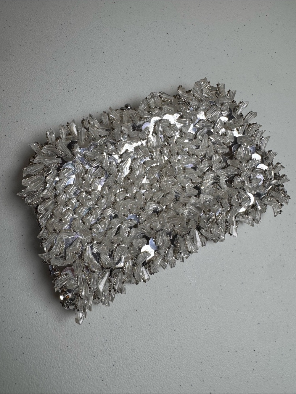 Vintage Richere Embellished Crystal Sequin Clutch - Silver